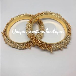 white gold pearls bangles